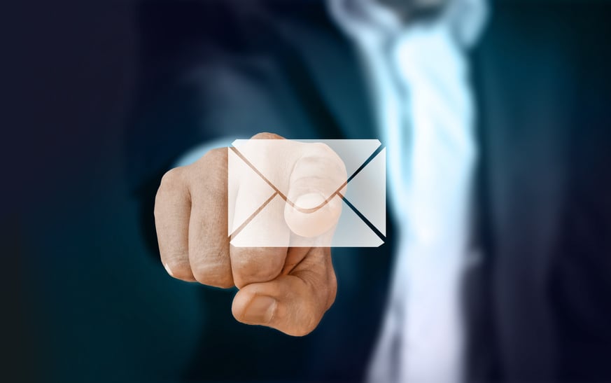 Businessman Pressing An Email Button Design